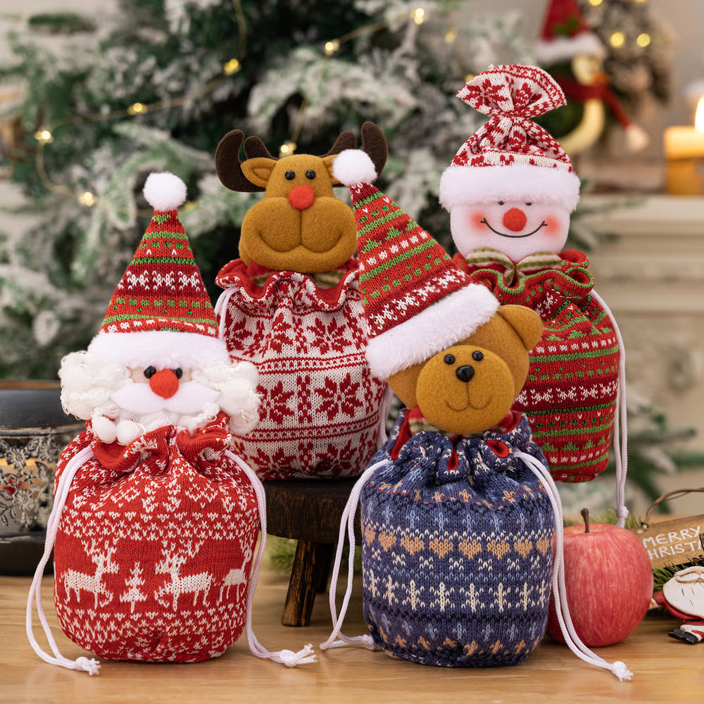 1+1 GRATIS | FestiveJoy™ | Gestrickte Weihnachtsgeschenkbeutel mit Puppe