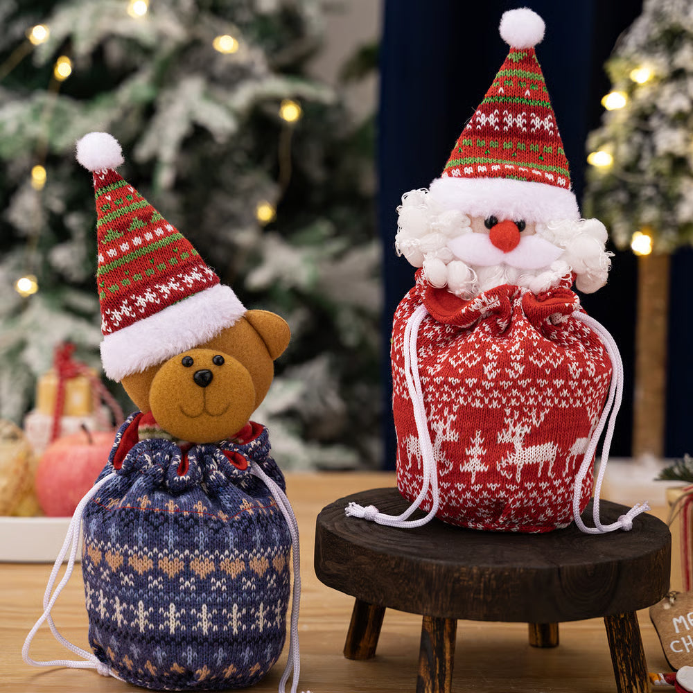 1+1 GRATIS | FestiveJoy™ | Gestrickte Weihnachtsgeschenkbeutel mit Puppe