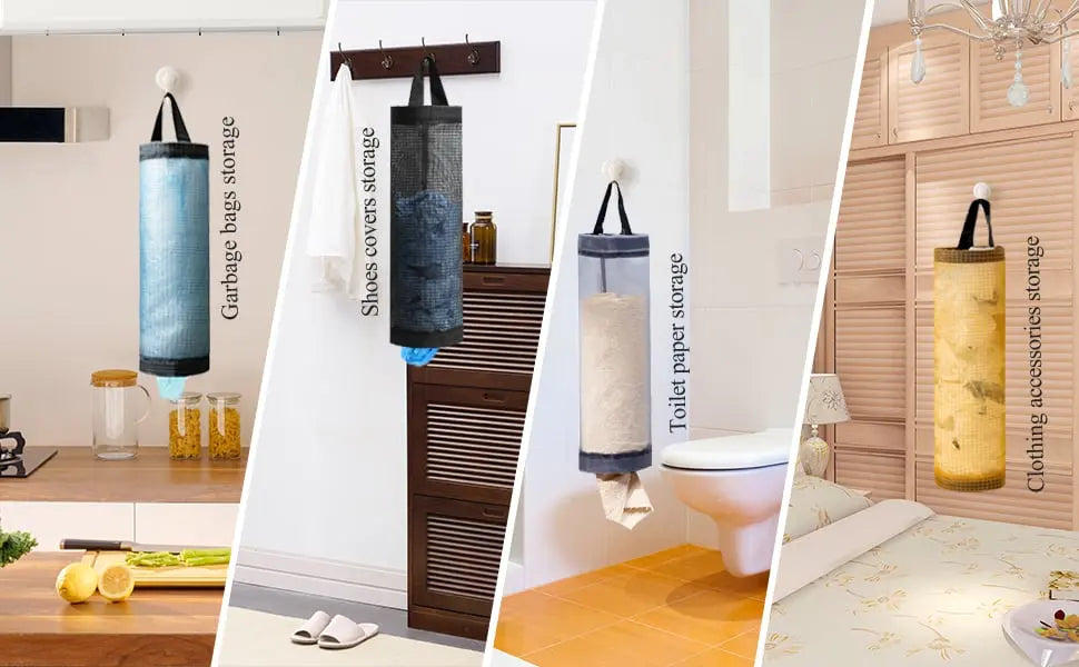 EcoTidy™ | Hängender Taschenorganizer – Atmungsaktives Netz zur Aufbewahrung von Küchentüten und Obst/Gemüse