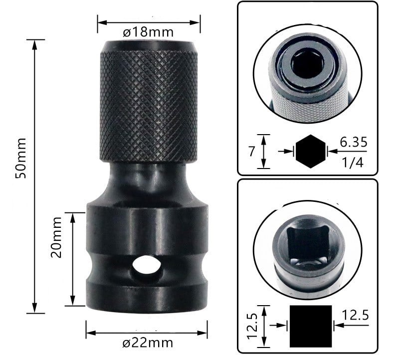 FlexiBit™ | Teleskopischer Schraubenschlüssel-Umwandlungskopf | Robuster Adapter aus Chrom-Vanadium-Stahl