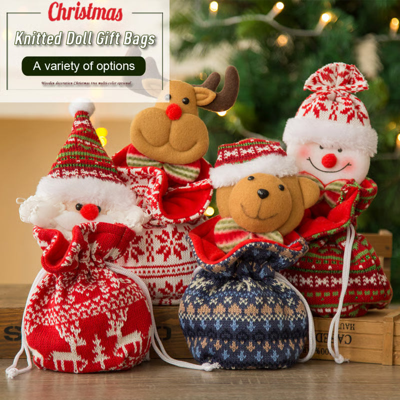 1+1 GRATIS | FestiveJoy™ | Gestrickte Weihnachtsgeschenkbeutel mit Puppe