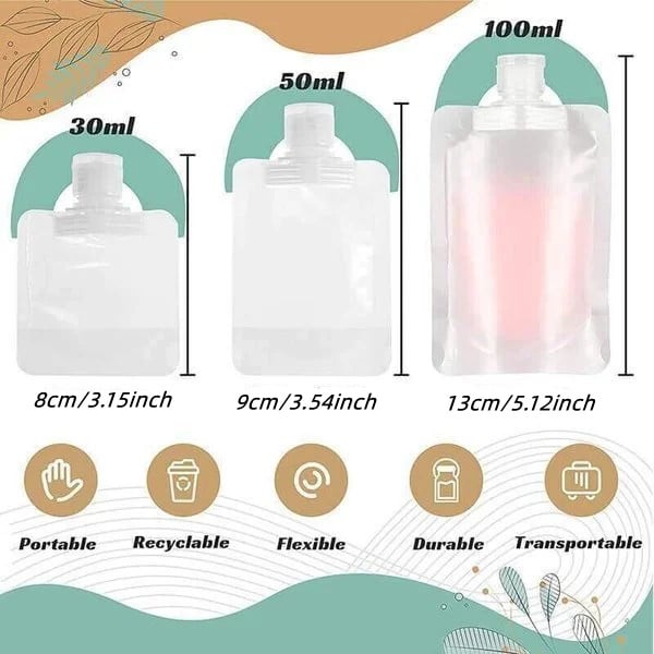 TravelPouch™ | 5-teiliges Reise-Set für Lotionen – Leicht & Auslaufsicher