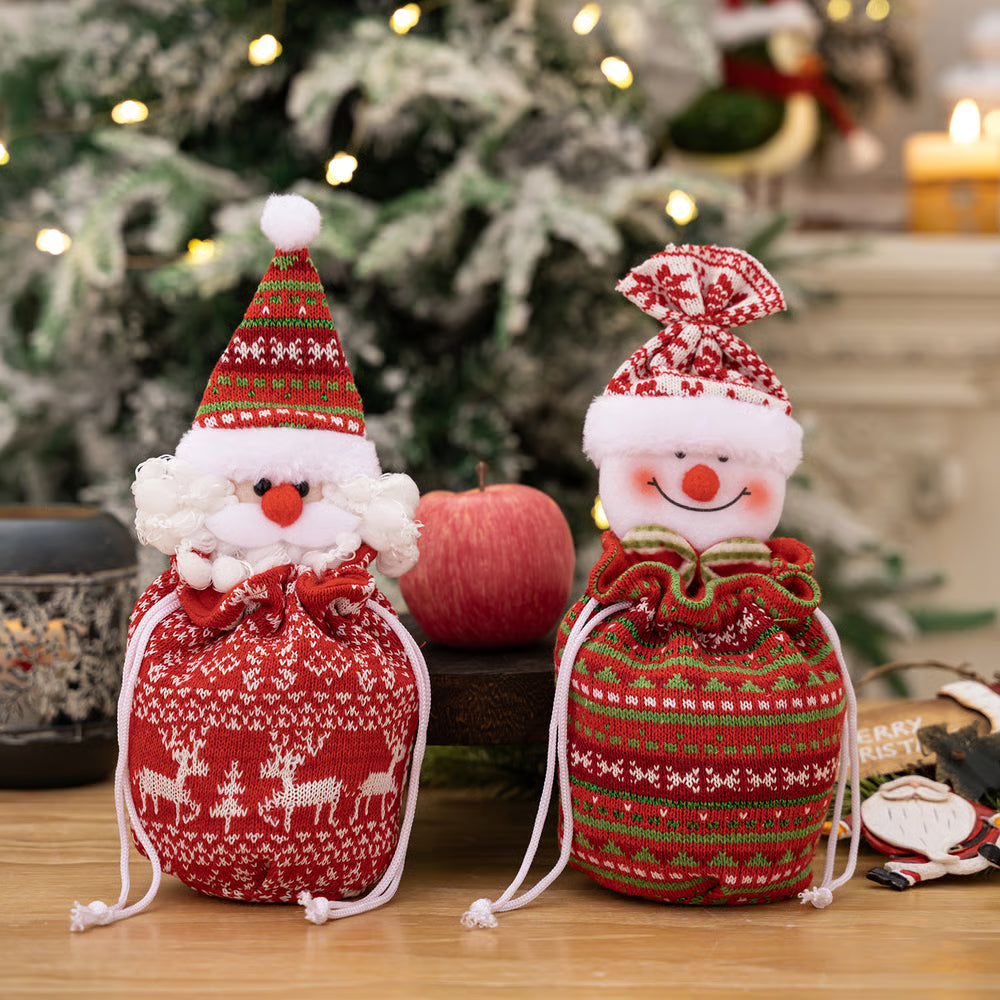 1+1 GRATIS | FestiveJoy™ | Gestrickte Weihnachtsgeschenkbeutel mit Puppe