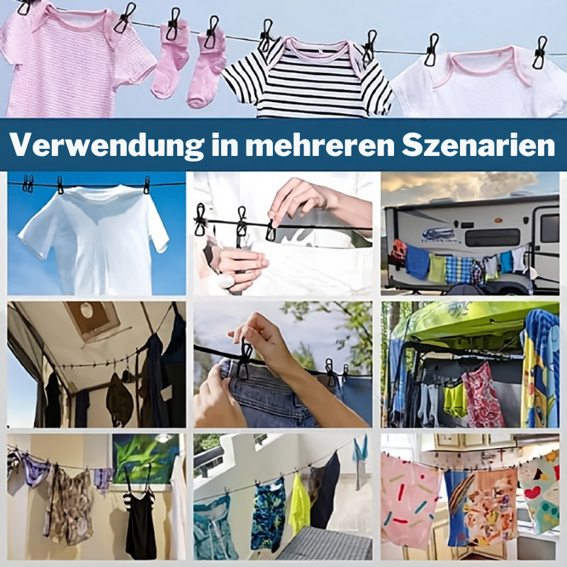 1+1 GRATIS | FlexiDry™ | Dehnbare Wäscheleine mit 12 Klammern