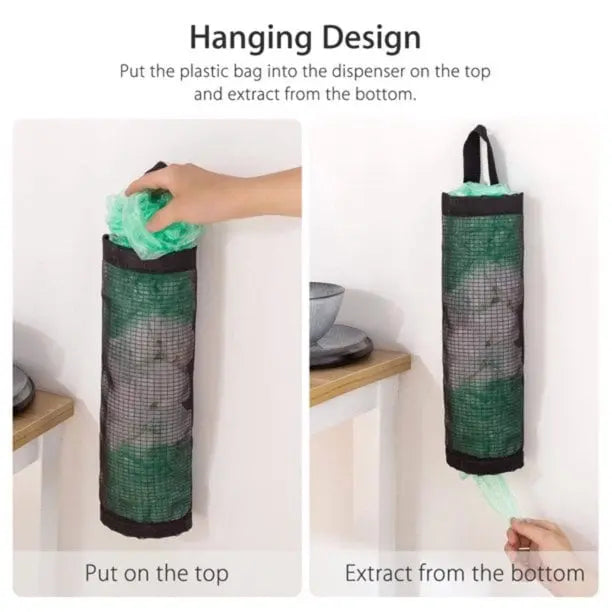 EcoTidy™ | Hängender Taschenorganizer – Atmungsaktives Netz zur Aufbewahrung von Küchentüten und Obst/Gemüse