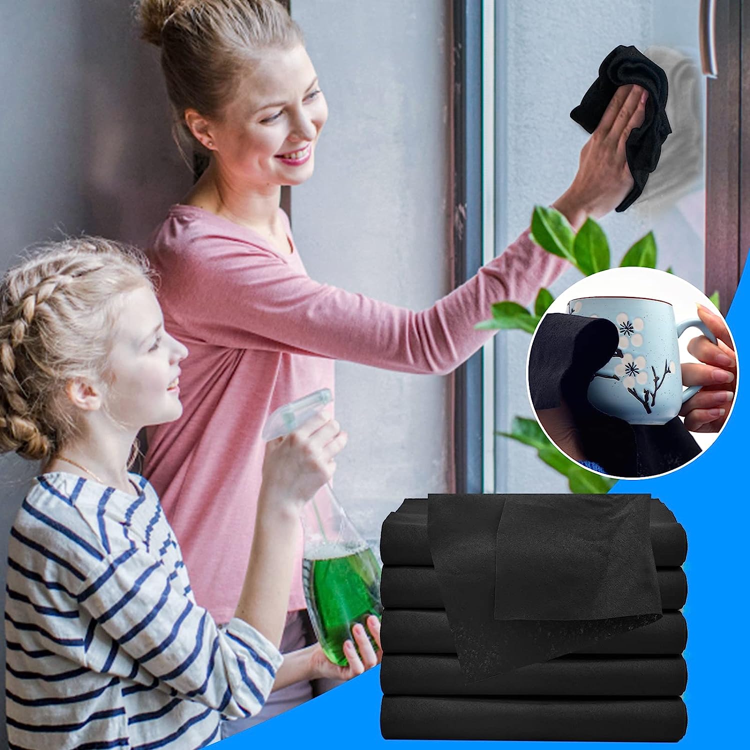5+5 Gratis | XL Microfasertücher | Sauber ohne Streifen und Fusseln