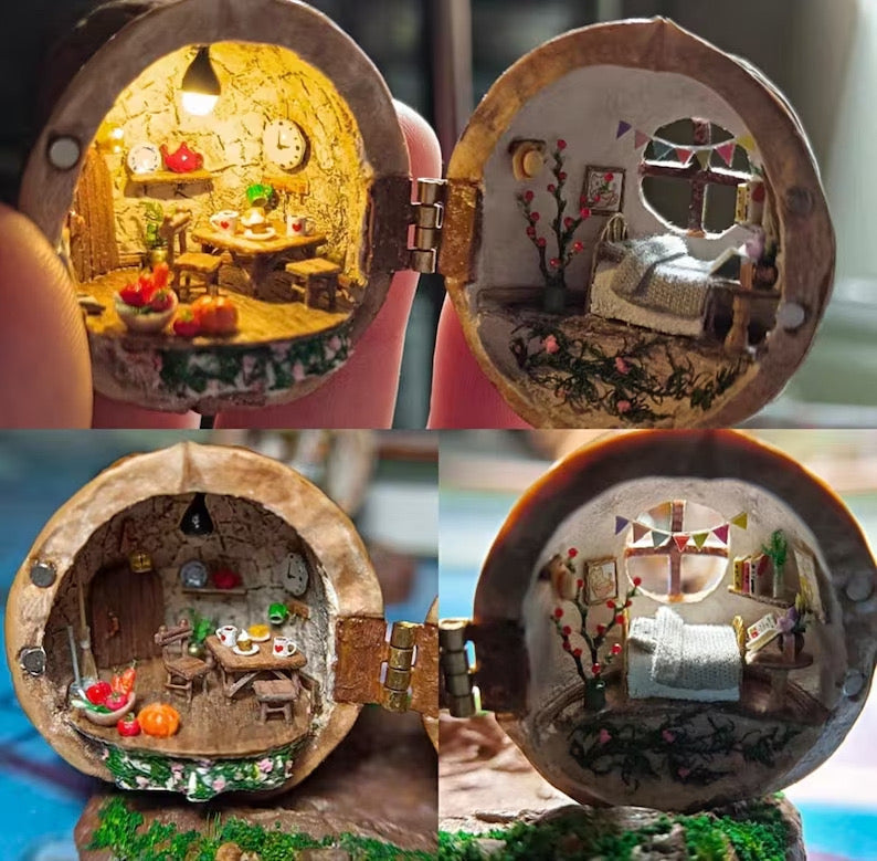 50% RABATT | WalnutCharm™ | Handgemachtes Walnussschalen-Puppenhaus