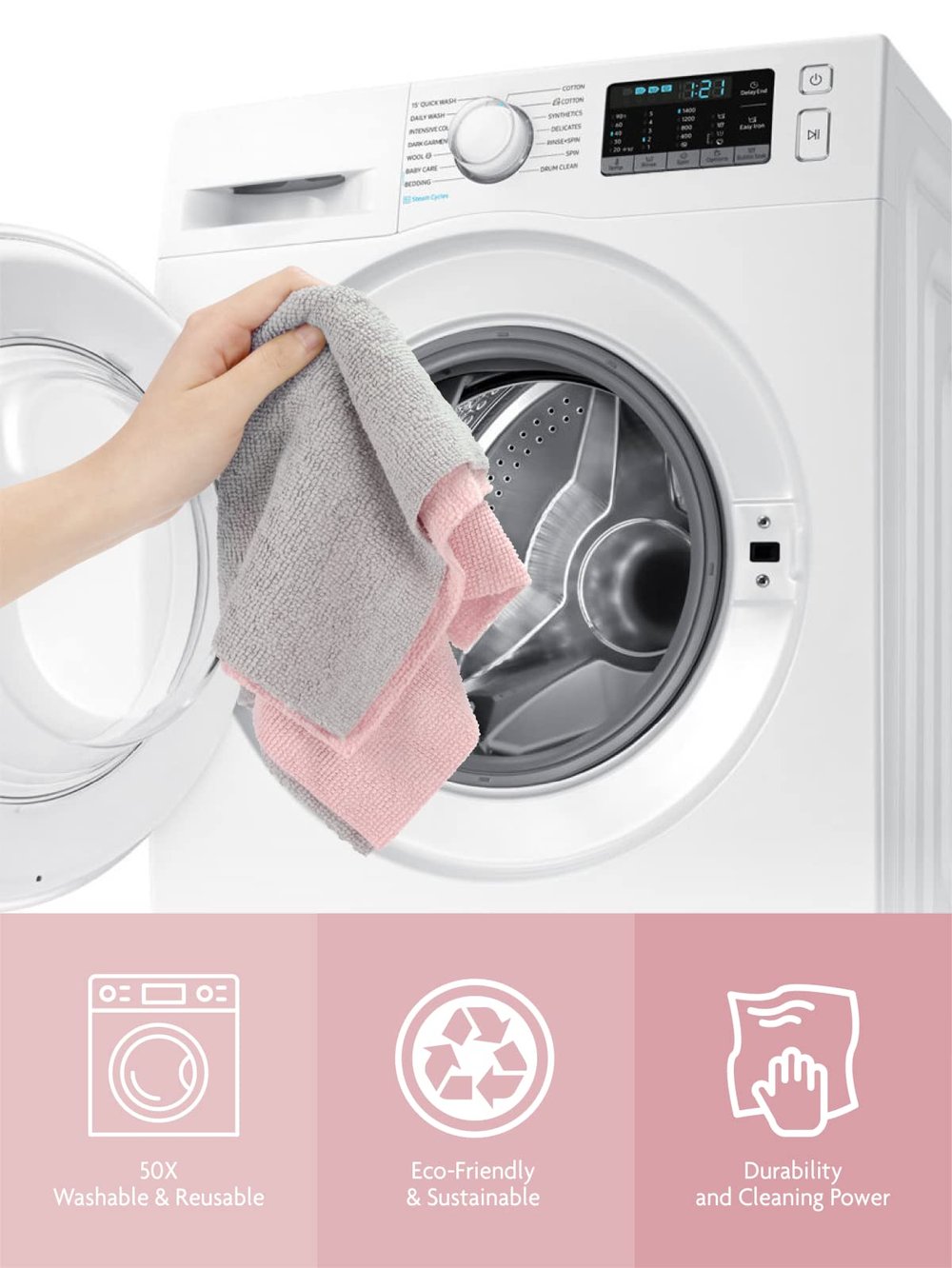 1+1 Gratis | CleanCycle™ | Wiederverwendbare Mikrofasertücher Satz
