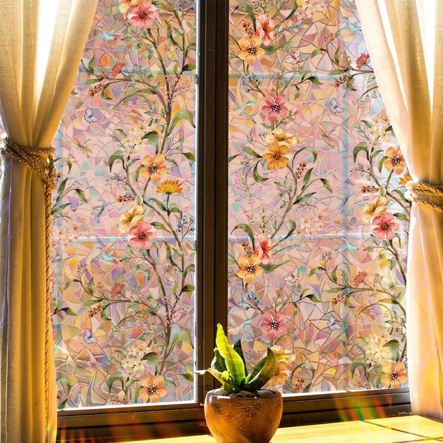 FlowerView™ | Beruhigender Blumen-Fenstersticker – Zuschneidbar auf Wunschgröße