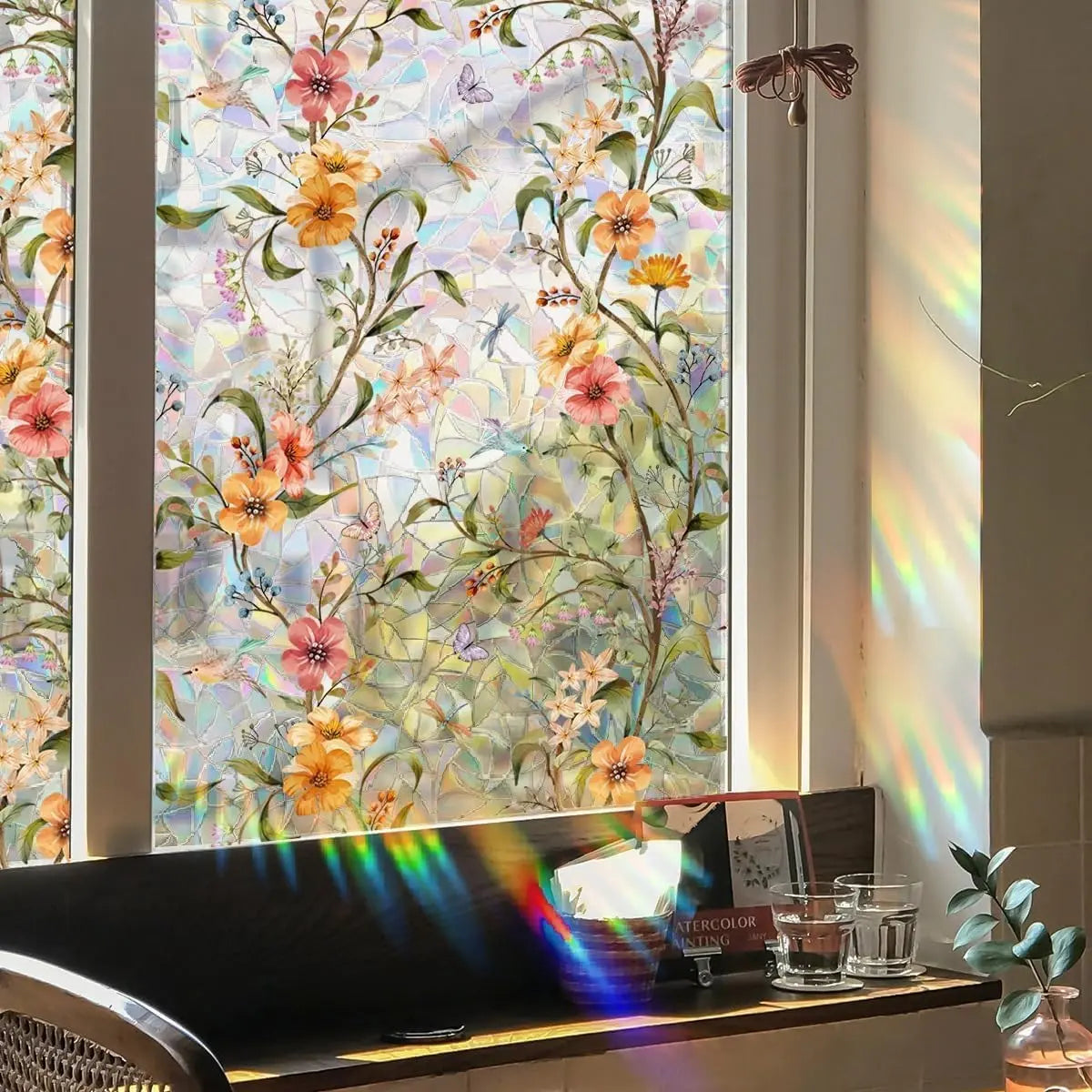 FlowerView™ | Beruhigender Blumen-Fenstersticker – Zuschneidbar auf Wunschgröße