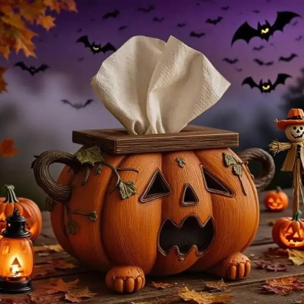 PumpkinBox™ | Gruselige Kürbis-Tissue-Box – Überraschungseffekt für Partys & Gäste