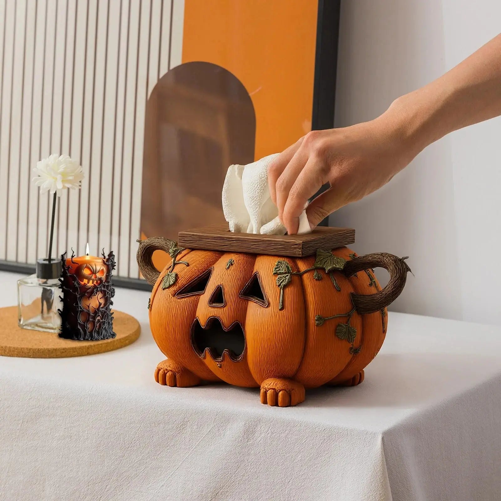 PumpkinBox™ | Gruselige Kürbis-Tissue-Box – Überraschungseffekt für Partys & Gäste