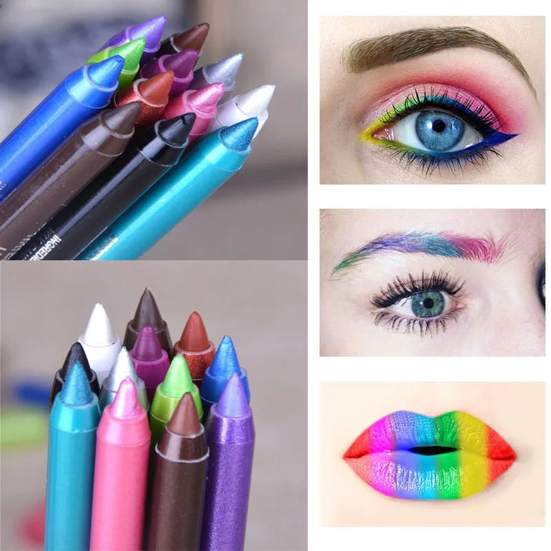 WaterproofEyeliner | Langanhaltender, wasserfester Augen- und Lippenstift, 12-teiliges Set