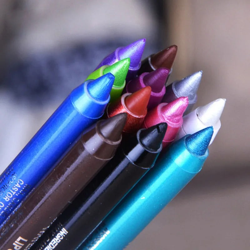 WaterproofEyeliner | Langanhaltender, wasserfester Augen- und Lippenstift, 12-teiliges Set