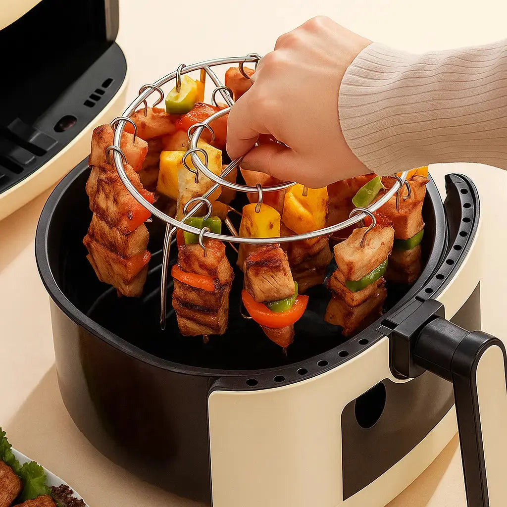 GrillGenie™ | Kebab-Grill für Heißluftfritteusen – Gleichmäßiges Garen & BBQ-Genuss