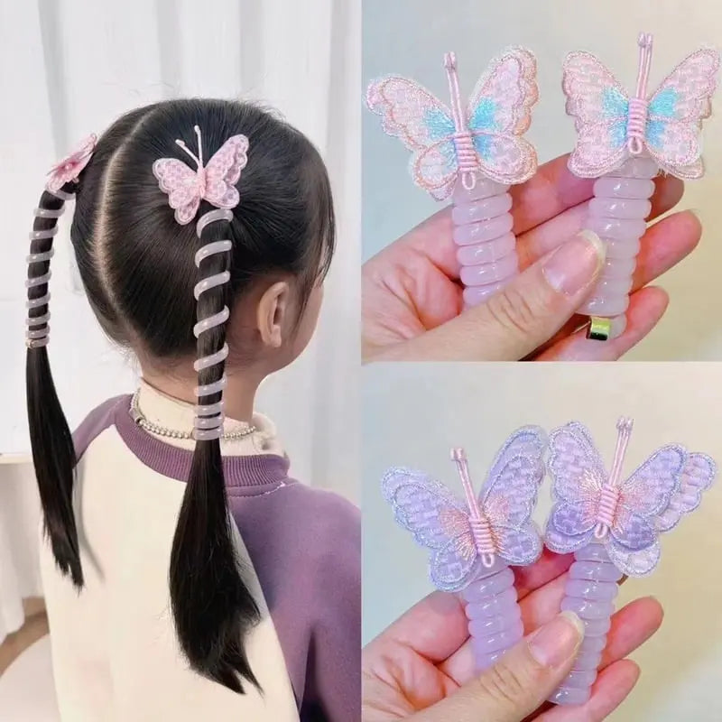 1+1 GRATIS | LittleBloom™ - Schmetterlings-Haargummis im Spiraldesign – Süßes Geschenk für Tochter & Enkelin