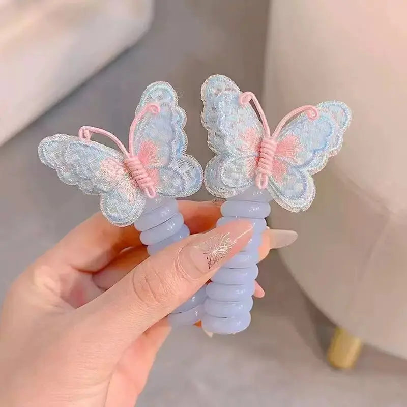 1+1 GRATIS | LittleBloom™ - Schmetterlings-Haargummis im Spiraldesign – Süßes Geschenk für Tochter & Enkelin