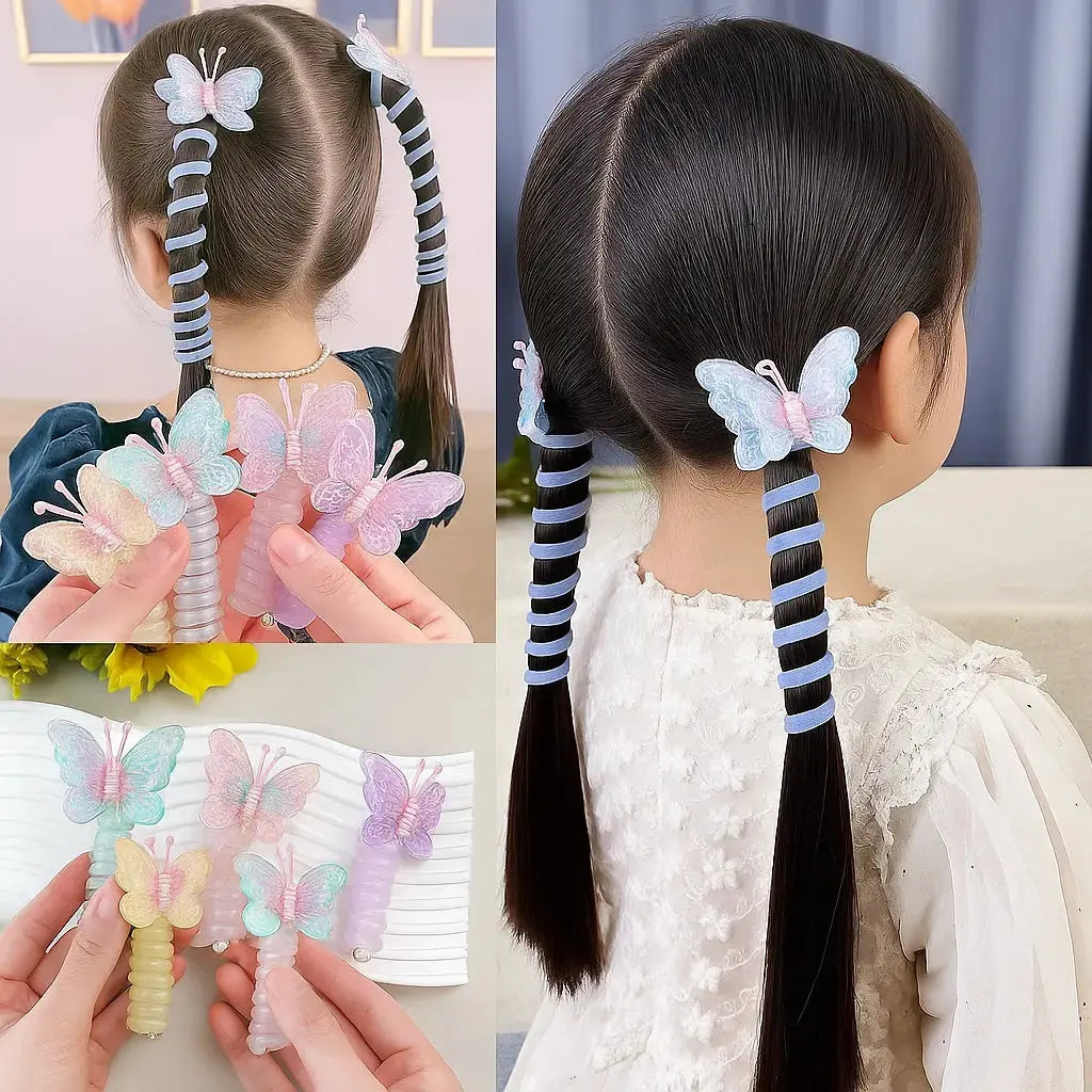 1+1 GRATIS | LittleBloom™ - Schmetterlings-Haargummis im Spiraldesign – Süßes Geschenk für Tochter & Enkelin