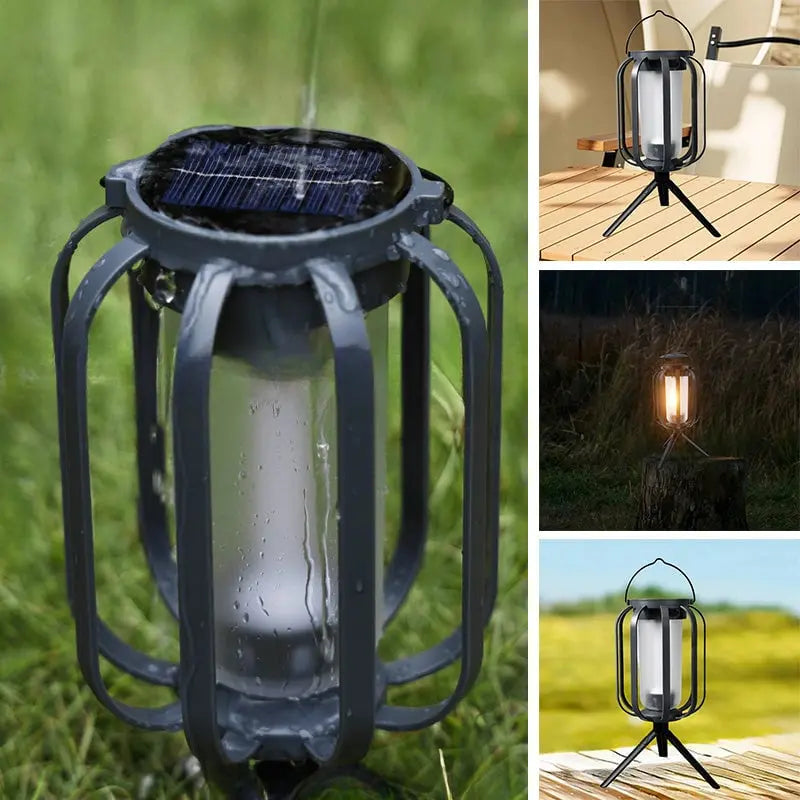 FlameGlow™ | Solar Laterne mit 4 Einstellungen – Ideal für Camping & Gartenpartys