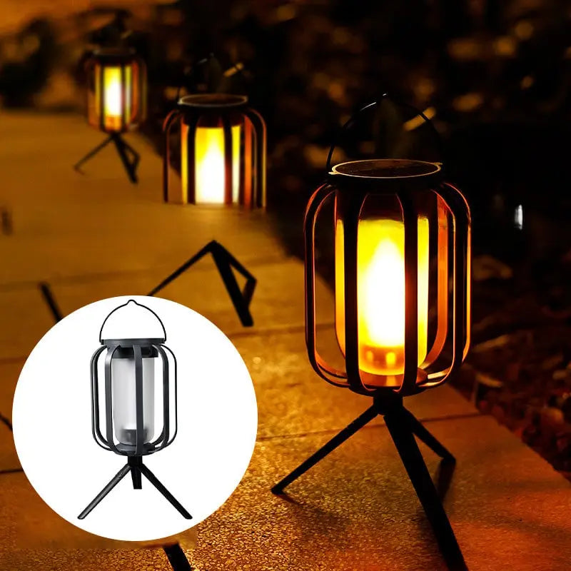 FlameGlow™ | Solar Laterne mit 4 Einstellungen – Ideal für Camping & Gartenpartys