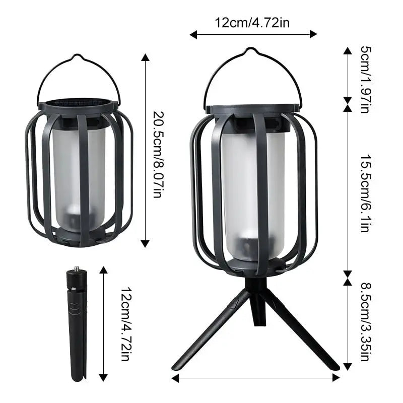 FlameGlow™ | Solar Laterne mit 4 Einstellungen – Ideal für Camping & Gartenpartys