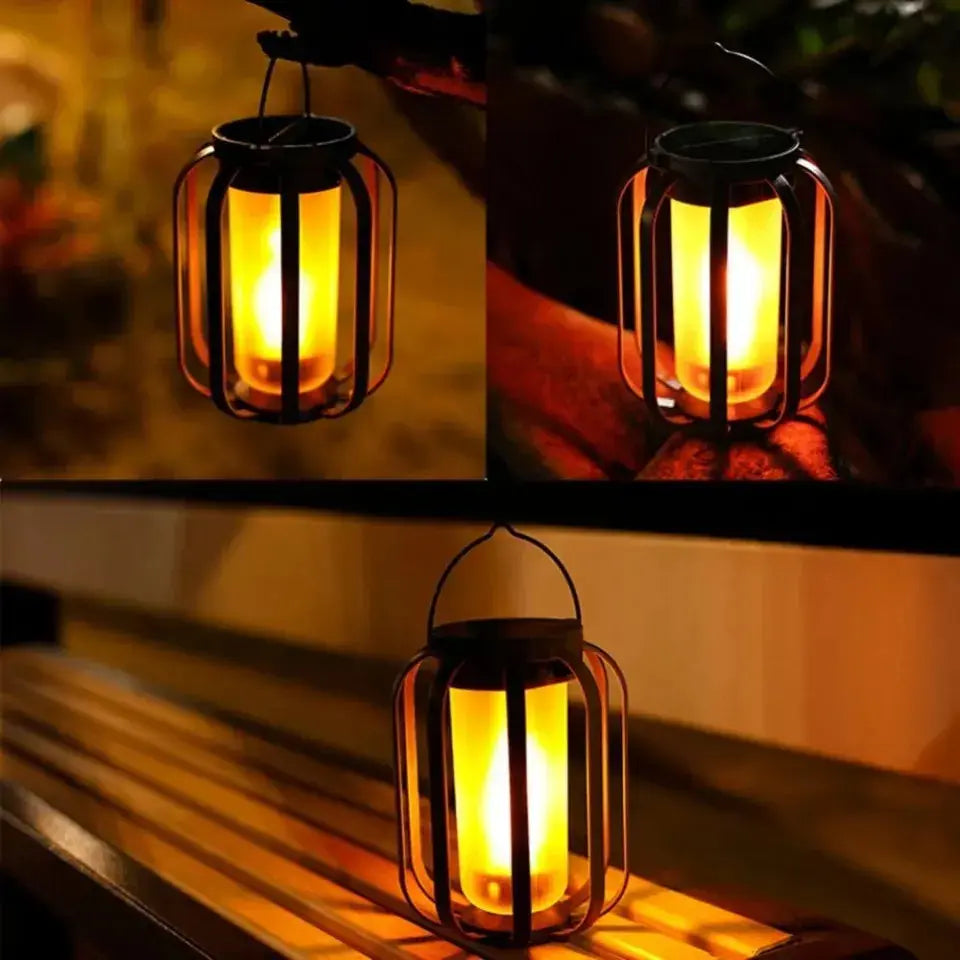 FlameGlow™ | Solar Laterne mit 4 Einstellungen – Ideal für Camping & Gartenpartys