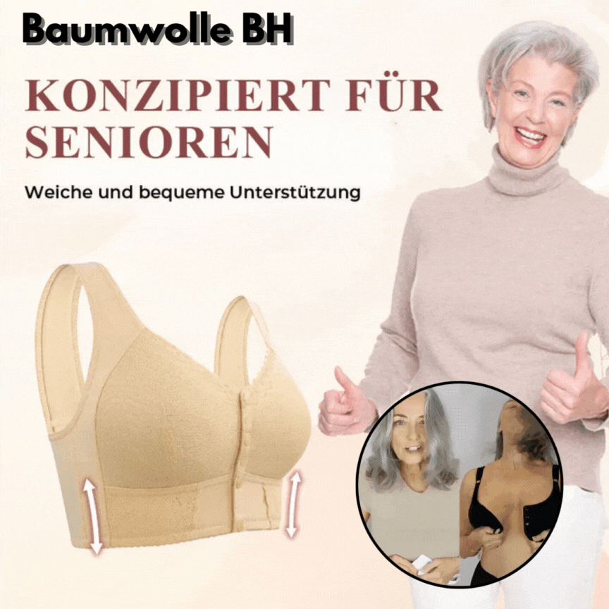 2+1 Gratis | Baumwoll-BH mit Frontverschluss für Senioren
