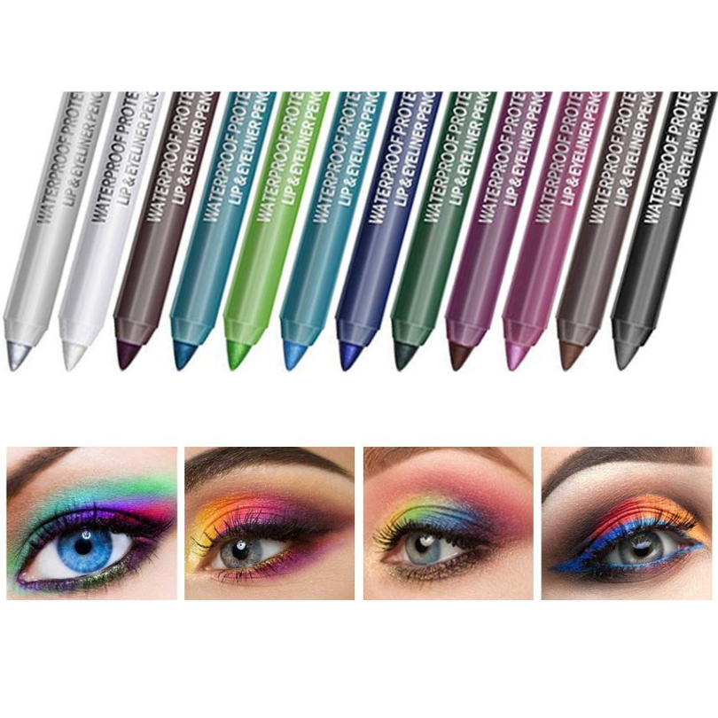 WaterproofEyeliner | Langanhaltender, wasserfester Augen- und Lippenstift, 12-teiliges Set