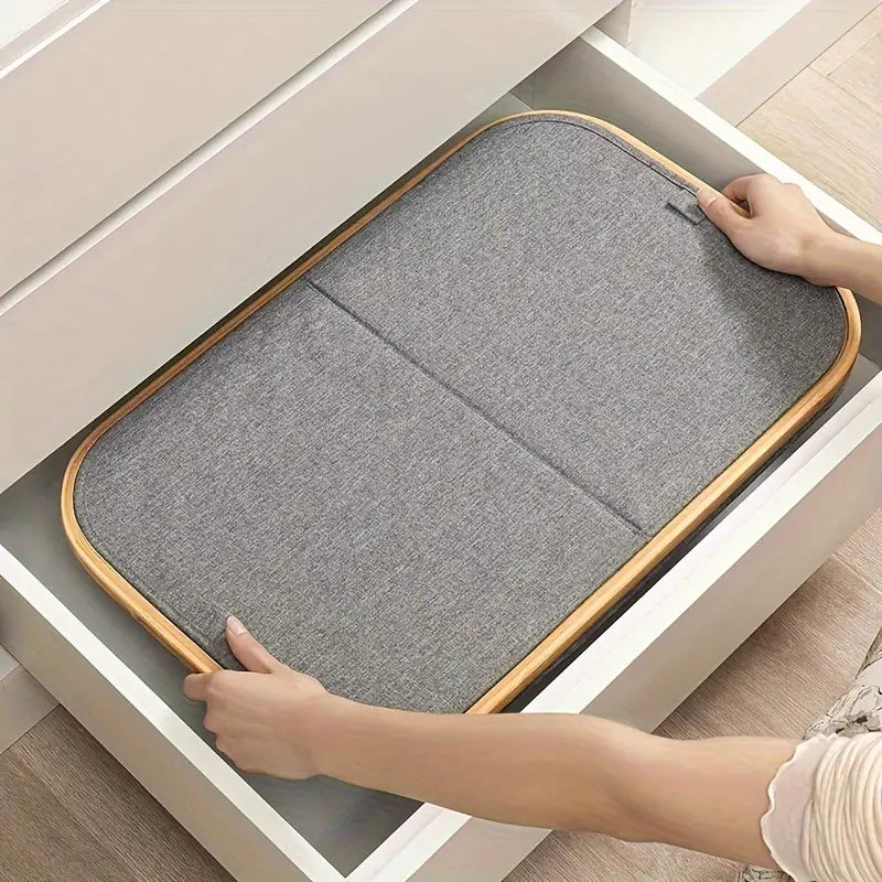 50% RABATT | DuoHamper™ | 140L Wäschekorb mit 2 Fächern & Deckel – Faltbarer Wäschesammler aus Oxford-Gewebe mit Bambusgriffen