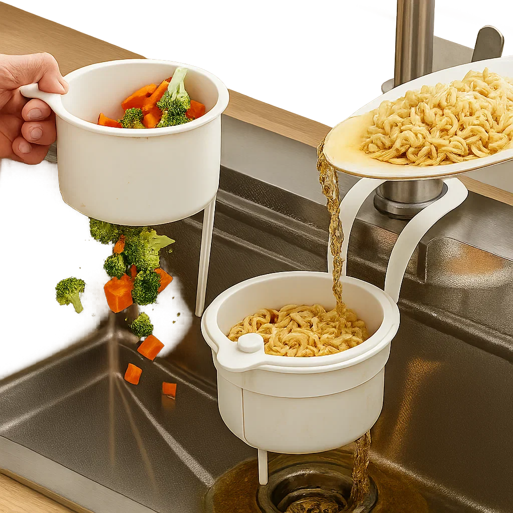 CleanFlow™ | Multifunktionaler Abtropfkorb für saubere Spülen
