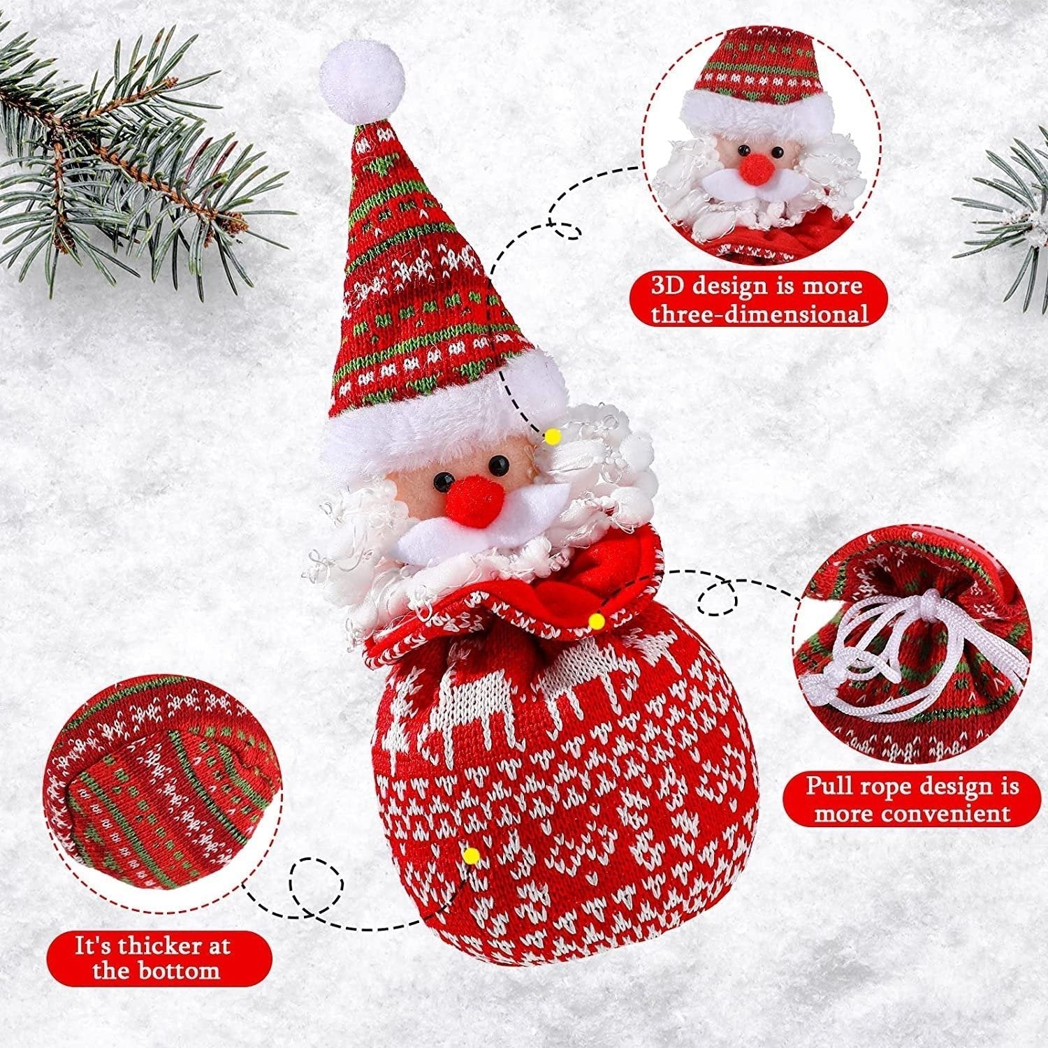1+1 GRATIS | FestiveJoy™ | Gestrickte Weihnachtsgeschenkbeutel mit Puppe
